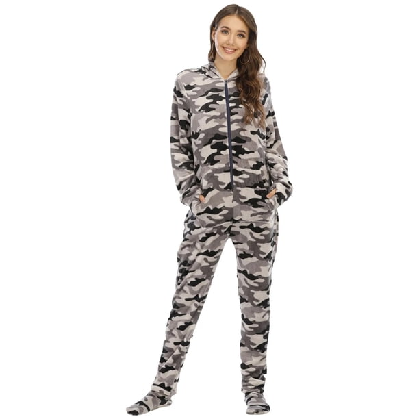 Pijama de forro polar para mujer, mono con capucha y estampado navideño, Pelele de manga larga con estampado de leopardo rosa para otoño
