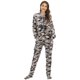 thumbnail image 1 of Pijama de forro polar para mujer, mono con capucha y estampado navideño, Pelele de manga larga con estampado de leopardo rosa para otoño, 1 of 3