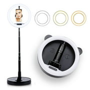 10.8" LED Ring Desktop Light/Lamp - USB Powered - Floor/Desk Stand & 360° Gooseneck Phone Mount Compatible with iPhone Xs Max XR Android (Upgraded)