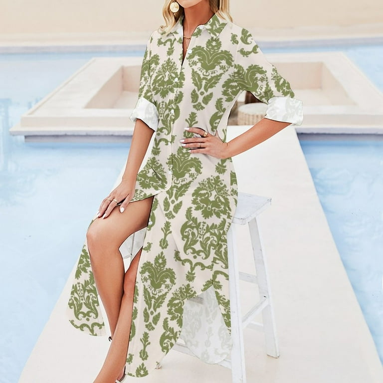 The Sound of Music Von Trapp Curtain Pattern Long Sleeved Shirt Dress  summer dresses women 2024 - Walmart.com