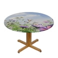 thumbnail image 3 of JEUXUS Spring Floral Tablecloth Round Purple Butterfly Tablecloths Waterproof Polyester Washable Table Cover Flowers Table Cloth for Kitchen Dining Room Indoor Outdoor Picnic Patio Party Decor White, 3 of 7