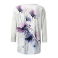thumbnail image 5 of LYEAA Women 3/4 Sleeve Tops Floral Botanical Print Round Neck Summer Tops Soft Cotton Blouse Casual Daily Wear Breathable Shirts for Women Multicolor XL, 5 of 5