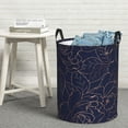 thumbnail image 5 of Picia Copper-Gold Gloss Outline Navy Dark Blue Large Laundry Basket, Waterproof, Freestanding Laundry Hamper, Collapsible Tall Clothes Hamper with Extended Handles-Small, 5 of 8