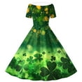 thumbnail image 4 of Xdegoge St. Patrick's Day Girls Dresses A Line Clover Print Vintage Dress with Collar and Short Sleeves Irish Holiday Gown, 4 of 6
