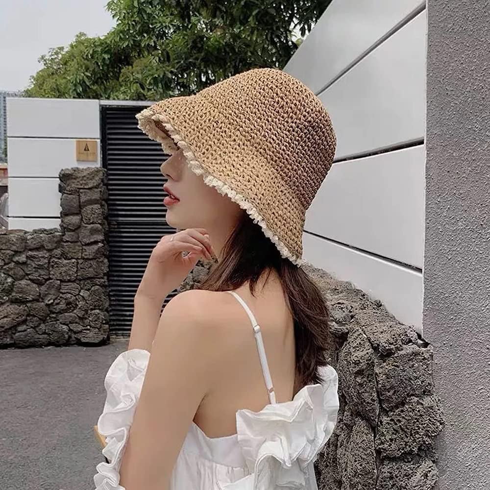 Summer Straw Hats for Women,Retro Lace 