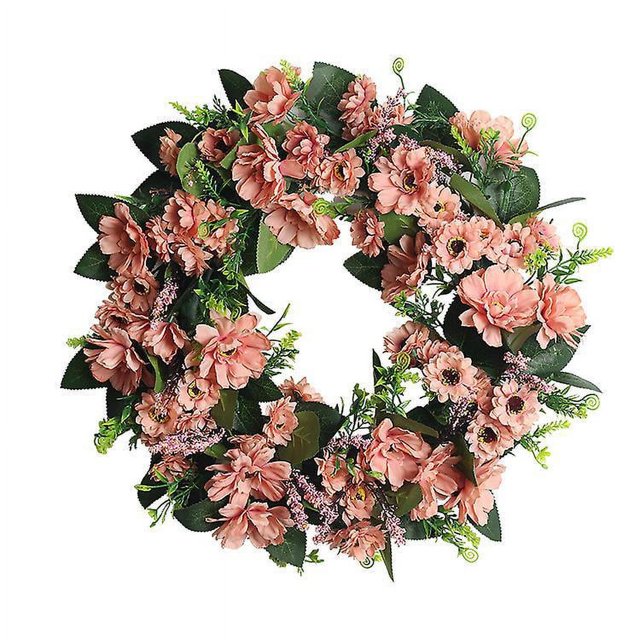 BRILLAR Corona de flores artificiales de 18 "para decoración del hogar - Naranja
