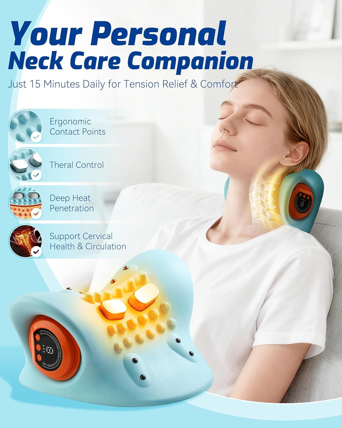 Neck Massager, 4-in-1 Massager, New Upgrade 26° Angle Neck Massager Pillow with Heat, 3 Modes and Multi-Directional Stretch - Neck & Shoulder Relief (1PCS)