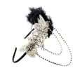 thumbnail image 4 of 1 diadema delicada de plumas negras con borlas y diamantes de imitación, 4 of 7