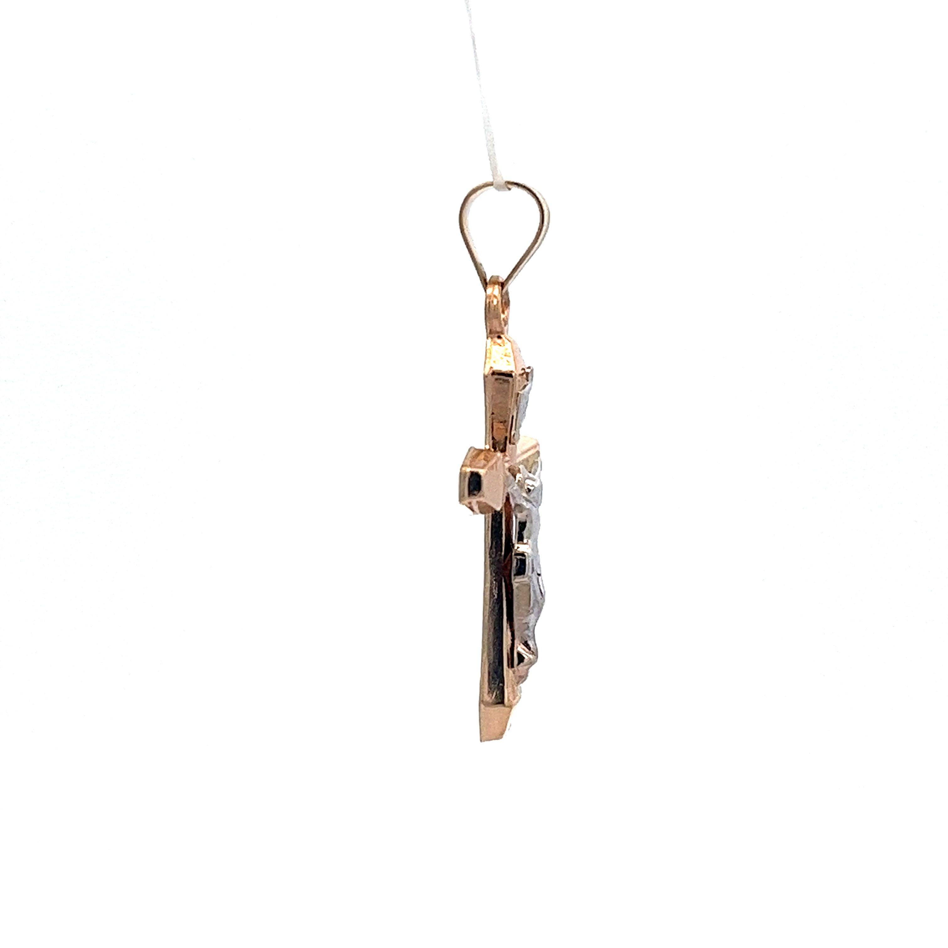 14KT Two Tone Rounded Crucifix Religious Pendant
