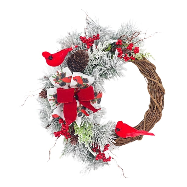 Corona de Navidad artificial, guirnalda de Navidad, decoración navideña, corona de puerta delantera para chimenea, decoración interior y exterior