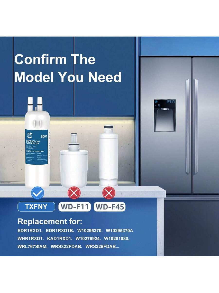 W10295370A EDR1RXD1 Refrigerator Water Filters,Compatible With Whirlpool Refrigerator Water Filter 1, Compatible With W10295370, EDR1RXD1, P4RFWB,  46-9081,  46-9930, White,Z001