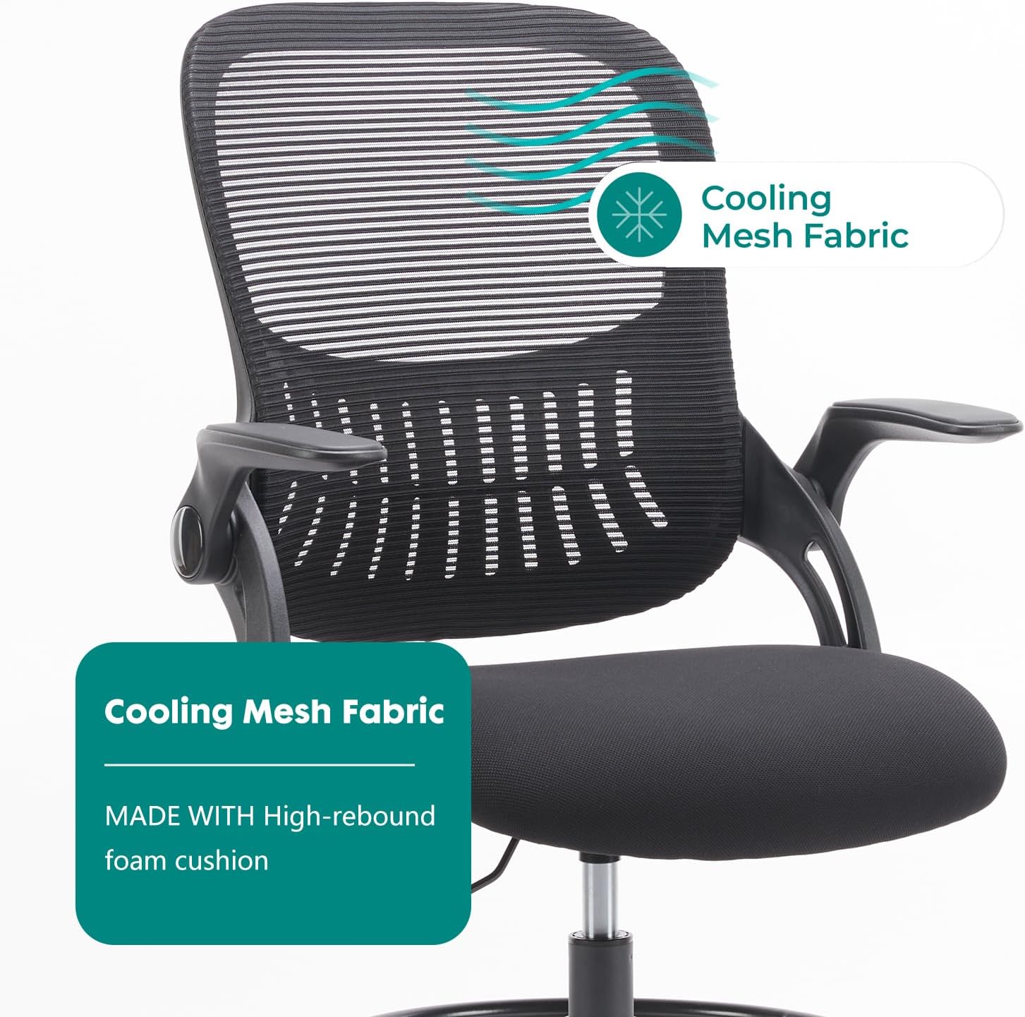 Howcool Drafting Chair Tall Office Chair with Adjustable Foot Ring, Height Adjustable Swivel Rolling Counter Height Chair for Standing Desk Home Office