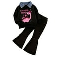 thumbnail image 1 of Caqnni Girl Spring Fall Comfortable Polo Neck Lightweight Pullover Sweatshirt Paired with Easy Flare Pants Two-Piece Comfort Set(Dark Blue,2-3 Years), 1 of 7