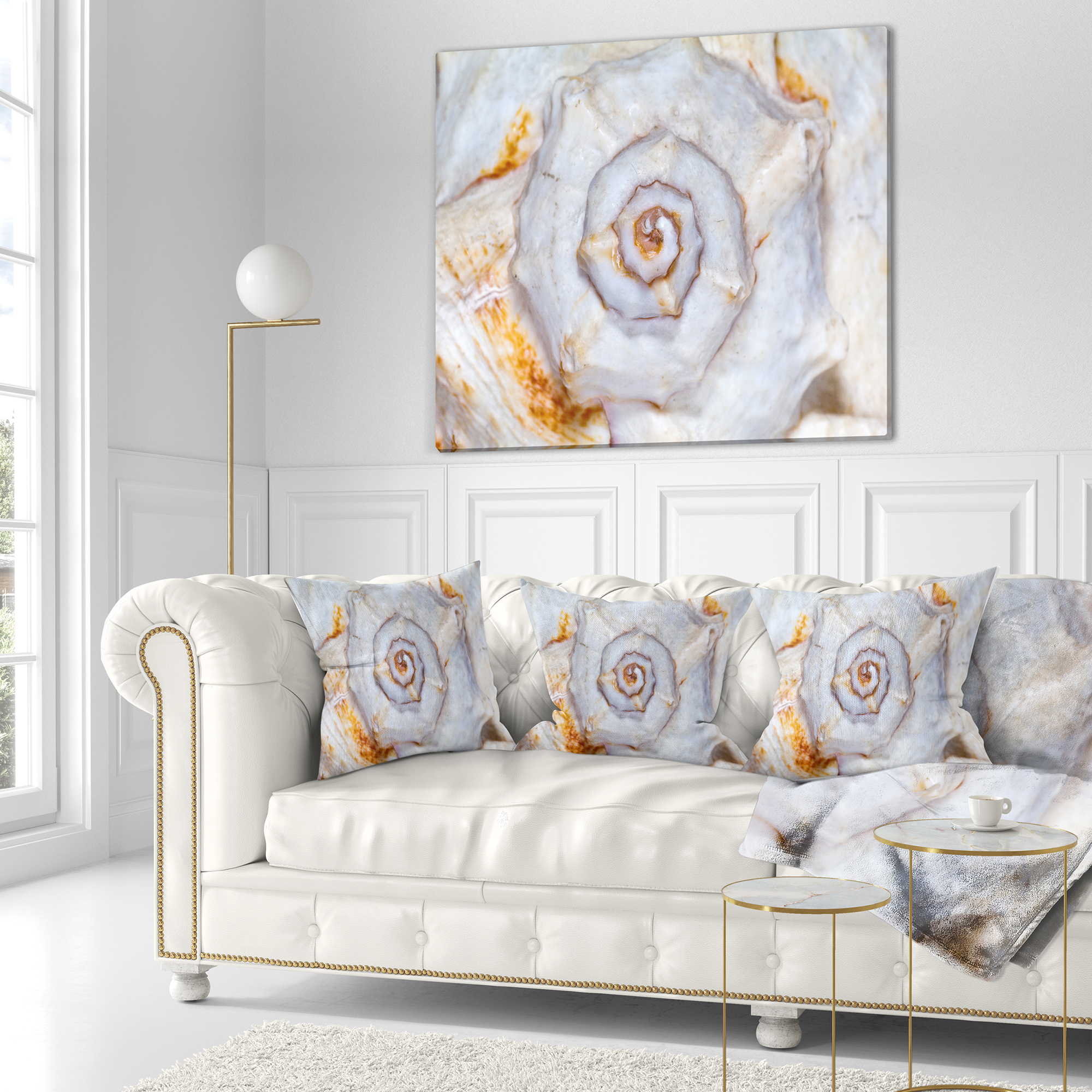 Designart Great Skeleton of Sea Shell - Animal Throw Pillow - 18x18