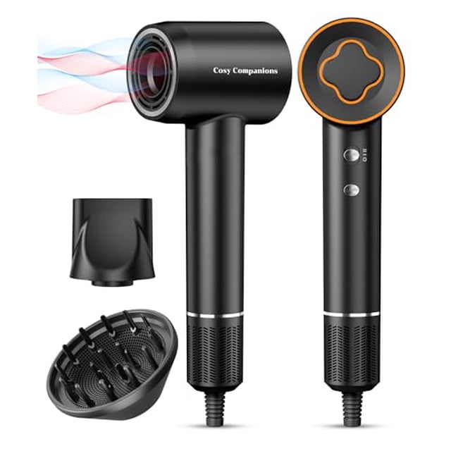 Hair Dryer - 150000 RPM High-Speed Brushless Motor Negative Ionic Blow Dryer for Fast Drying, Low Noise Thermo-Control Hair-Dryer-with-Diffuser and Nozzle