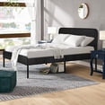 thumbnail image 2 of LXingStore Metal and Wood Upholstered Platform Bed Queen Size Bed Frame/Panel Bed with Headboard No Box Spring Needed EASY INSTALLATION - 83x 63x 33 inch (Without Mattress), 2 of 10