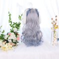 thumbnail image 3 of Peluca de pelo largo sintético ondulado para mujer, color Irregular, degradado en azul, blanco, azul, Lolita, belleza, chica japonesa, Cosplay, 3 of 4