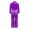 thumbnail image 4 of iiniim 2Pcs Girls Dance Outfits Jazz Hip Hop Dance Metallic Cropped Jacket Pants Set Modern Dancewear Purple 6, 4 of 7
