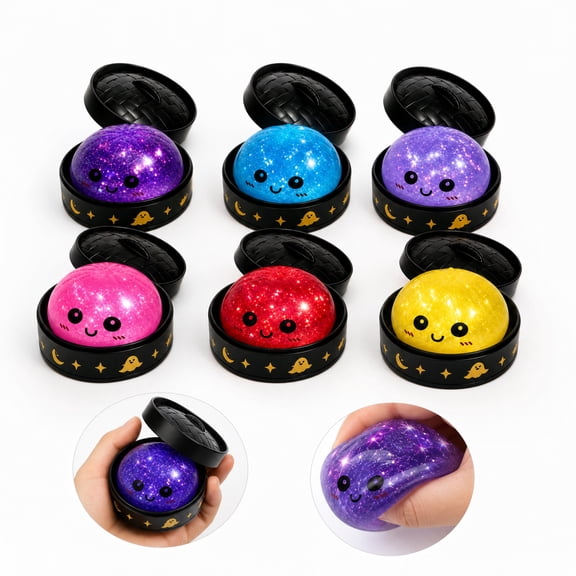 Halloween Mini Dumpling Squishy Mystery Box, Mystery Squishy Dumpling, Glitter Stress Relief Squeeze Balls with Steamer Box, Mystery Surprise Fidget Halloween Toys for Kids