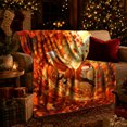 thumbnail image 3 of Autumn Fox Illustration autumn celebration, Festive Woodland Scene, Warm Flannel Blanket for Cabin and Lodge with Detailed Artwork, Wildlife Lovers Thanksgiving Gift, Celestial Home Decor, 3 of 9