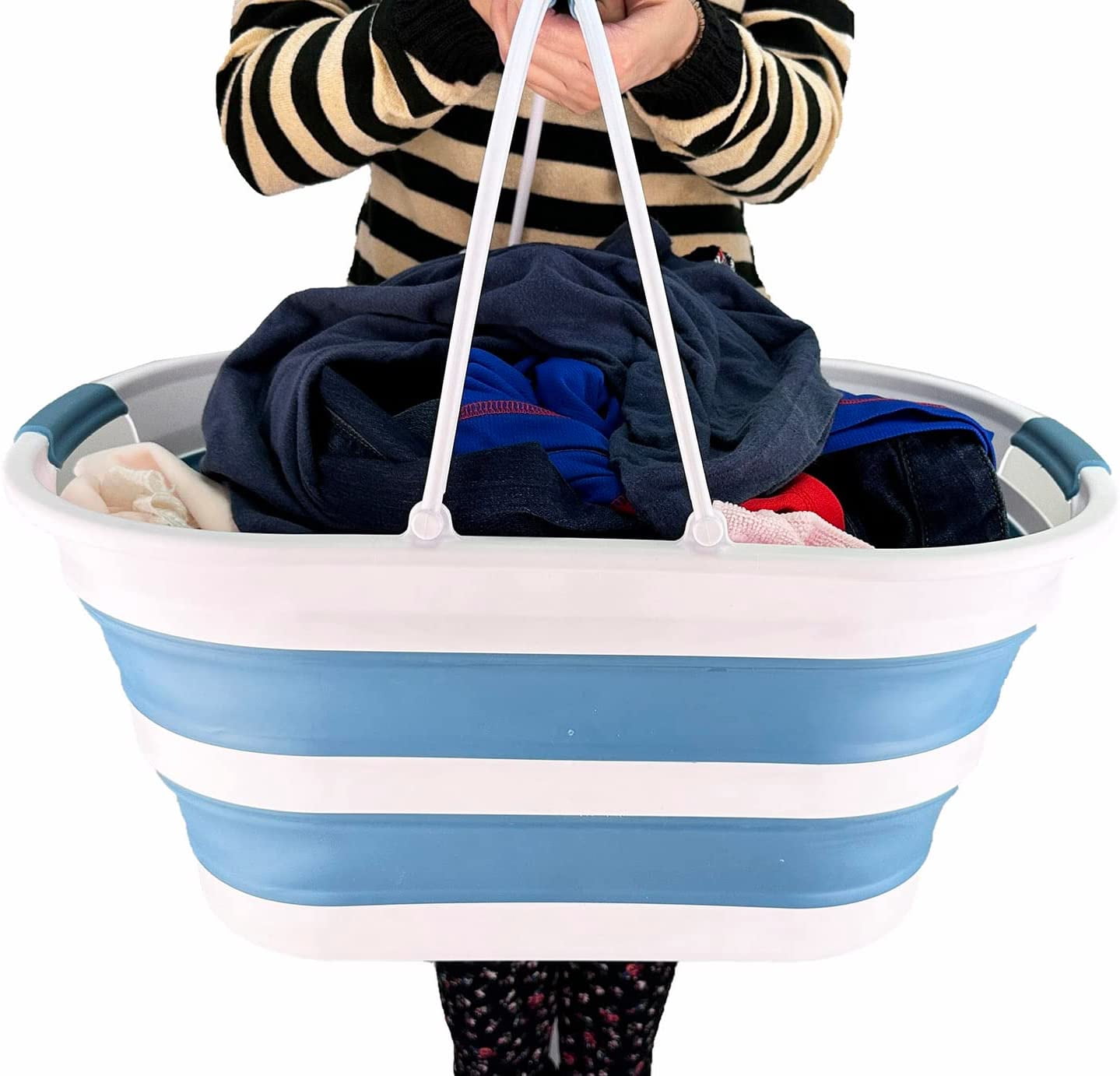 SAMMART 38L (10 Gallons) Collapsible Plastic Laundry Basket - Foldable Storage Container/Organizer - Portable Washing Tub - Space Saving Laundry Hamper