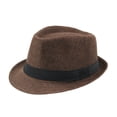 thumbnail image 2 of Men Solid Color Wide Brim Fedora Felt Hat Panama Cap Boater Summer Beach  Sunhat, 2 of 8