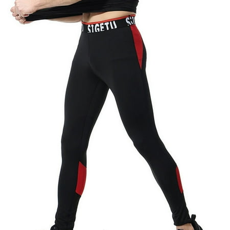 

Dadaria High Waisted Pants for Men Dressy Mens Fitness Patchwork Bodybuilding Skin Tight drying Long Sports Pants Red XL Female