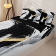 thumbnail image 3 of Homewish Gold Black Gradient Zipper Full Size Comforter Sets with Fitted Sheet and 2 Pillowcases,Modern Artwork Zipper Bedding Set,Black Reversible,4pcs, 3 of 8
