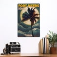 thumbnail image 2 of Fort Myers Beach, Florida, Palms and Moon (12x18 Aluminum Art, Indoor Outdoor Metal Sign Decor), 2 of 5
