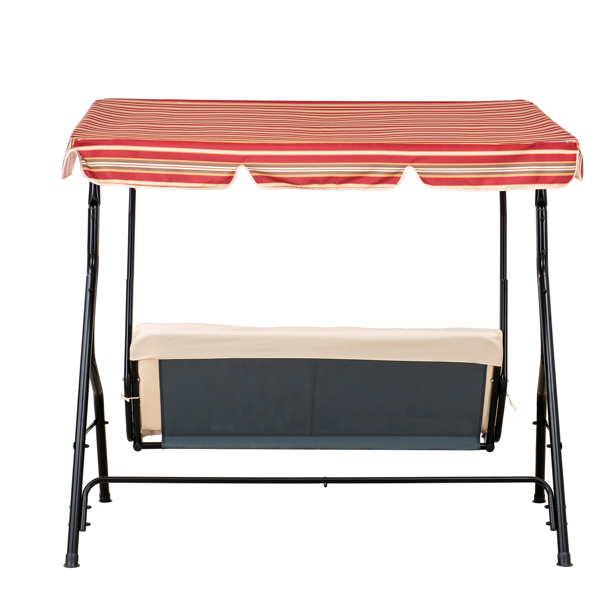 Sunjoy Group Steel Porch Swing with Awning, Black