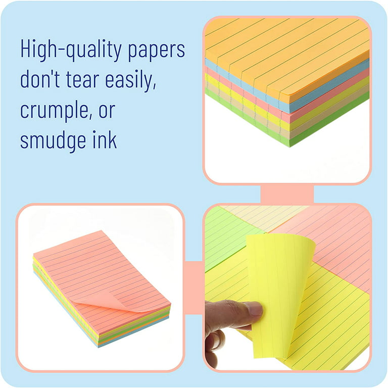  Vanpad Lined Sticky Notes 4X6 in Pastel Ruled Post Stickies  Colorful Super Sticking Memo Pads Its, 45 Sheets/pad, 18 Pads/Pack : Office  Products