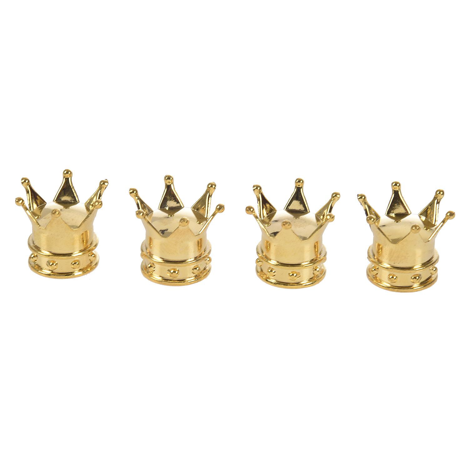 Set of 4 Valve Caps Crown Gold for Car and Motorcycle 