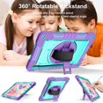 thumbnail image 4 of Dteck for Samsung Galaxy Tab S9/S8/S7 Case 11" 2023/2022/2020 Shockproof Protective Tab S9/S8/S7 Kids Tablet Cover with Pen Holder Rotating Hand Strap & Stand,Purple + Mint, 4 of 8