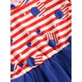 thumbnail image 6 of Kids Baby Girl Independence Day Dresses, Short Sleeve Round Neck Striped Casual Party Street Princess Dress Head Band, 6 of 8