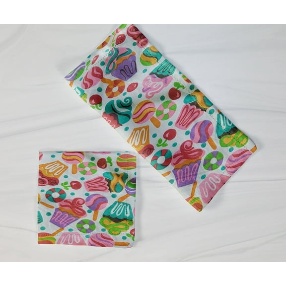 Cotton Cupcakes and Candy Napkins 18"X18"