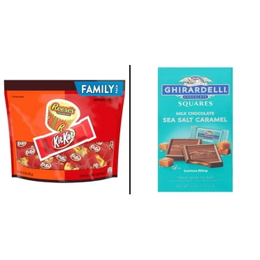 Hershey's Reese's & Kit Kat Miniature Size Chocolate 15 oz & Ghirardelli Milk Chocolate Sea Salt Caramel Squares 5.3 oz