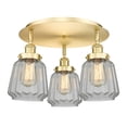 thumbnail image 2 of 916-3C-SG-G142 Innovations Lighting Chatham - 3 Light Flush Mount In Art Deco Style-8 Inches Tall and 18.25 Inches Wide-Satin Gold Finish-Clear Glass, 2 of 5