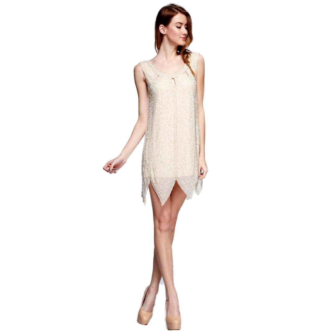 champagne colored cocktail dress