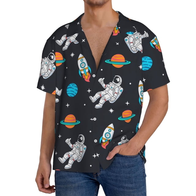 Balery Space Camisa Casual de Manga Corta con Botones para Hombre, Texturizada, Estilo Cubano, para Playa, Verano-XX-Large