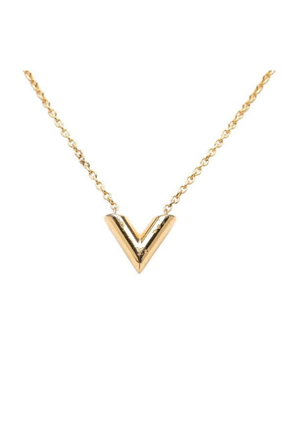 Pre-Owned Louis Vuitton Essential V Chain Pendant Necklace M61083 Gold Plated Women's LOUIS...