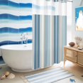 thumbnail image 5 of No Hook Shower Curtain, Blue Striped Shower Curtains for Bathroom with See Through Top Window, Modern Farmhouse Stripes Grey Waterproof & Washable Bath Curtain Stand Up Stall 36"x72", 5 of 9