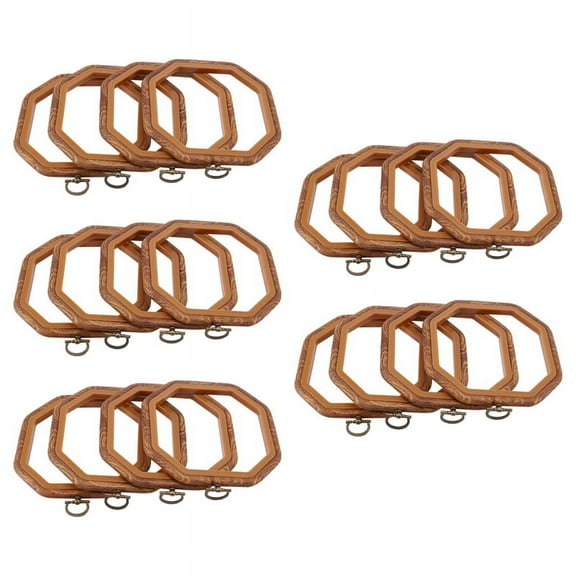 20PCS Octagon Embroidery Hoops Imitated Wood Hoop Set Display Frame for Art Craft Sewing and Hanging