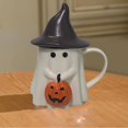 thumbnail image 6 of Halloween Ghost Coffee Mug with Witch Hat Lid, Ceramic Cute Ghostface Cup with Handle, Lidded Drinkware for Tea Hot Cocoa, Novelty Party Decor Gift for Adults Holiday Beverage Container 440ml/15oz, 6 of 7