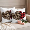 thumbnail image 2 of Valentine's Day Outdoor Waterproof Pillow Covers, Loves Red Plaid Leopard Romantic Decorative Square Throw Pillowcase Sofa Cushion Sham for Patio/Couch/Chair, 16"x16" 2 Pack, 2 of 8