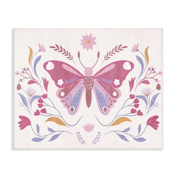 Stupell Industries Eclectic Whimsical Folk Butterfly Canvas Art, 20 x 16, by Kim Allen