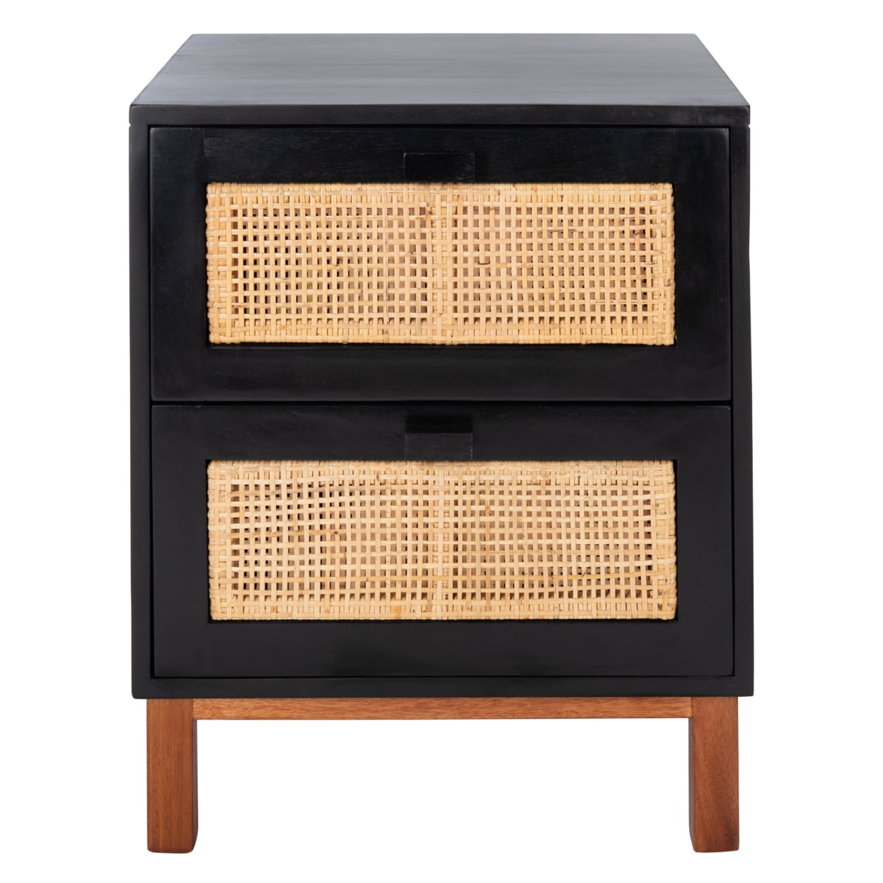SAFAVIEH Erica Coastal 2 Drawer Nightstand, Black/Natural