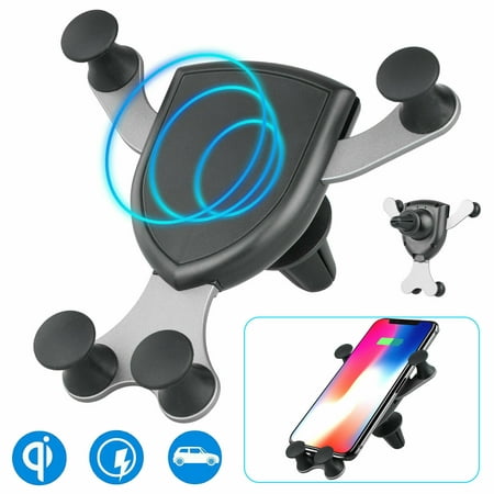 EEEKit Wireless Car Charger Auto Clamping Gravity Sensor Charging Air Vent Phone Mount Holder Cradle iPhone Xs/XR/Xs Max/X/8/8 Plus, Samsung Galaxy S10 S10 Plus S9 S8 Note 9 8,