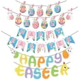 thumbnail image 2 of Sijial 1 Set Easter Banners Colorful Cartoon Bunny Egg Pattern Happy Easter Letter Festive Multi-purpose Decorative Gift Happy Easter Hanging Bunting, 2 of 3