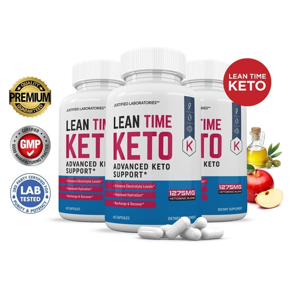 (3 Pack) Lean Time Keto ACV Pills 1275mg Alternative to Gummies Dietary Supplement 180 Capsules