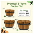 thumbnail image 4 of Set of 3 Wooden Flower Boxes Outdoor, Durable Acacia Wood Barrel Planters for Outdoor Plants with Ergonomic Handles, Drainage Holes, Multiple Sizes Wood Bucket Planter Light Brown, 4 of 6